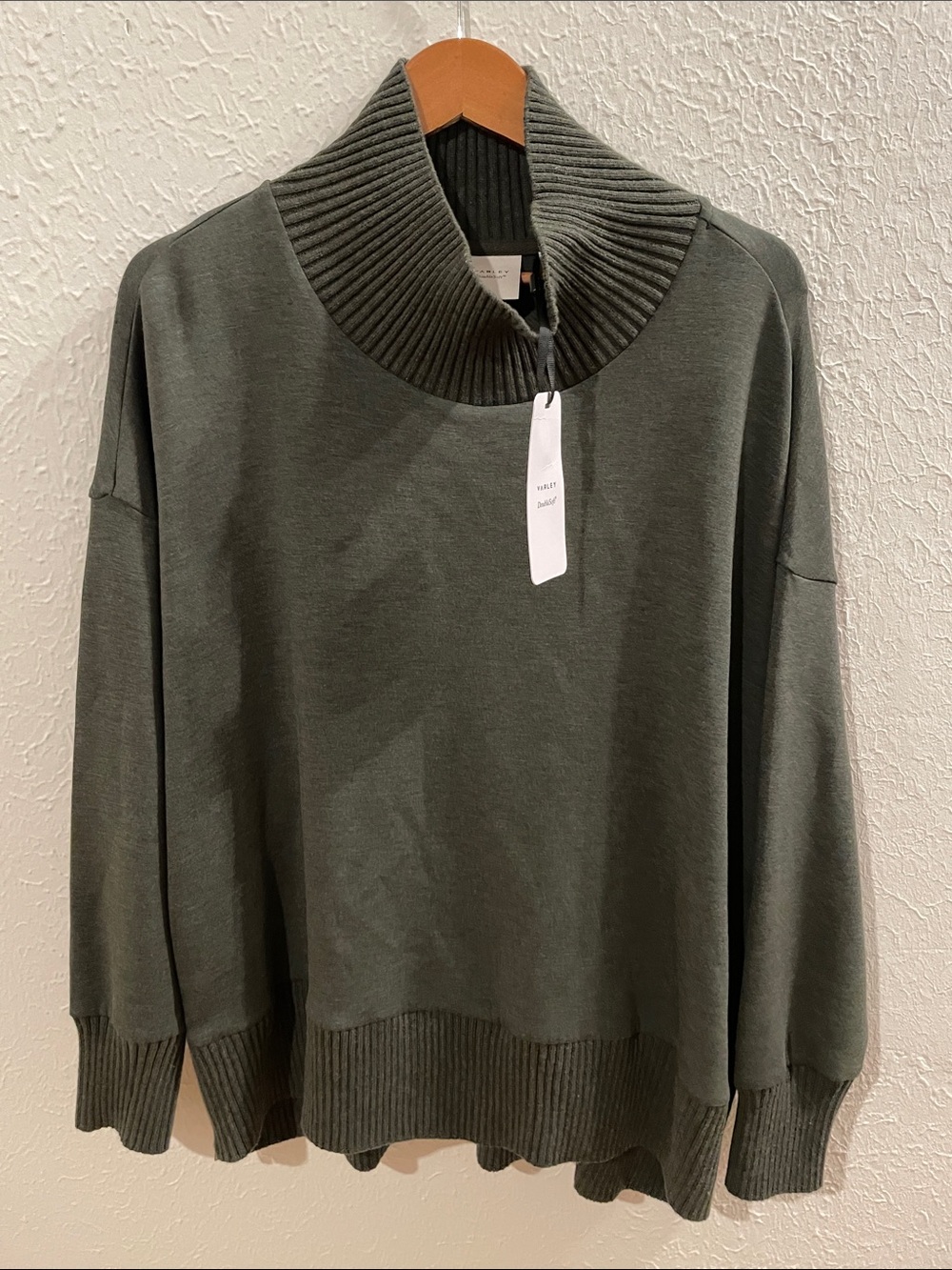 VARLEY DoubleSoft Barker High Neck Sweat Olive Marl, NWT - Picture 2 of 12